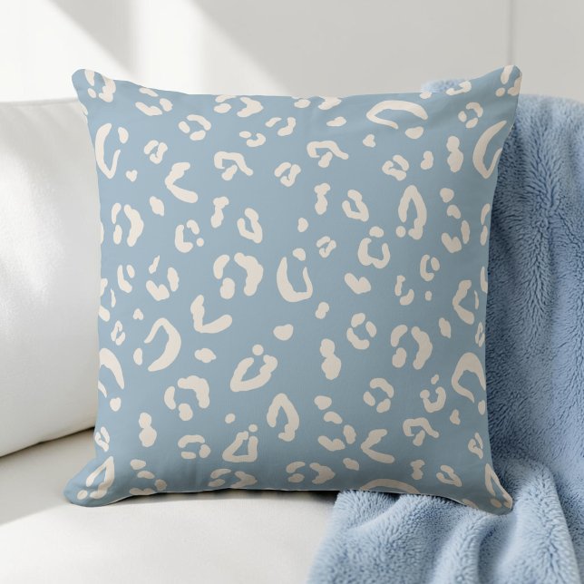 Modern Blue Leopard Abstract Cheetah Spots Pattern Cushion (Modern Blue Leopard Abstract Cheetah Spots Pattern Throw Pillow)