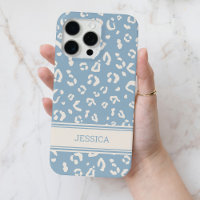 Modern Blue Leopard Pattern with Personalised Name