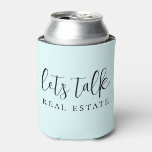 Modern Blue Let's Talk Real Estate Promotional Can Cooler