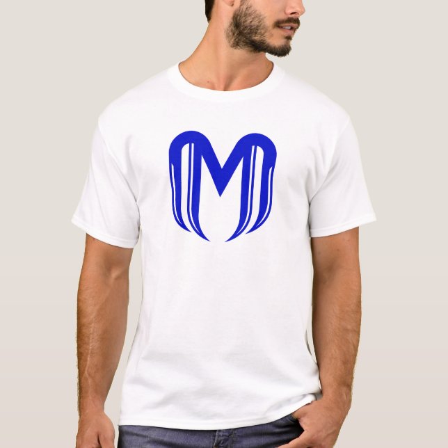 Modern Blue Letter M Minimal  T-Shirt (Front)