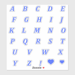 Modern Blue Letters   Monogram Alphabet Stickers