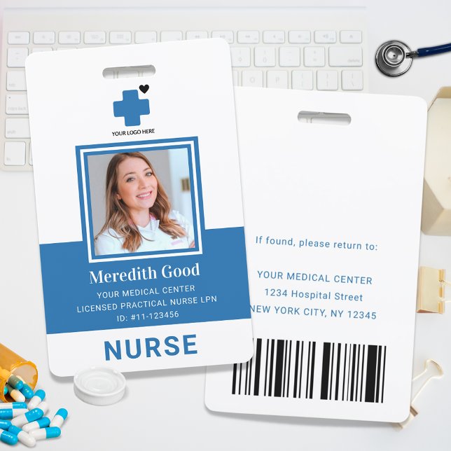 Modern Blue Licensed Practical Nurse Security  ID Badge (Creator Uploaded)