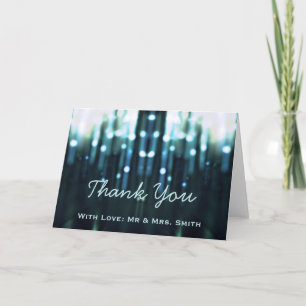 Modern Blue Lights Glitter  Sparkles Thank You Card