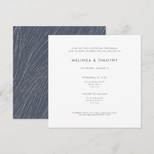 Modern Blue Line Drawing Wedding Dinner Rehearsal  Invitation