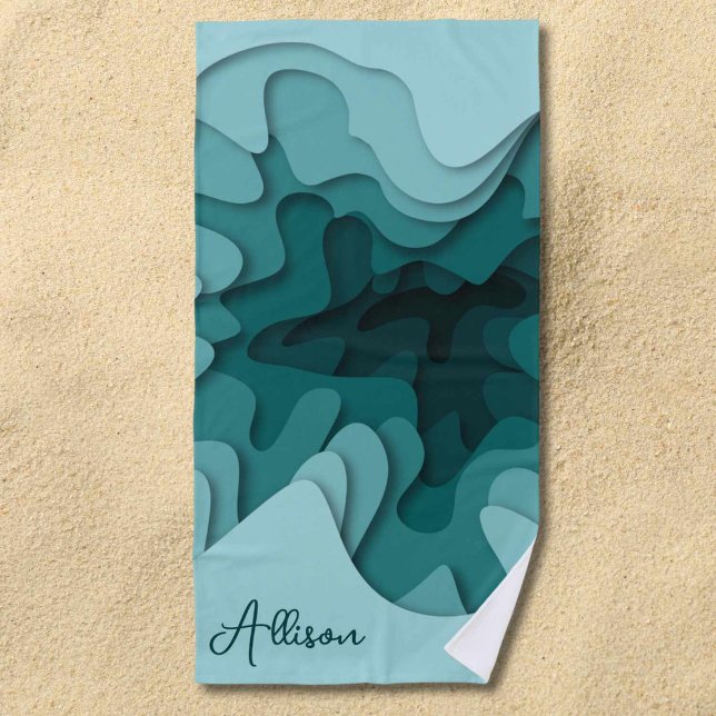 Modern Blue Lines Personalised Summer Beach Towel (Creator Uploaded)