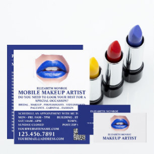 Modern Blue Lips, Makeup Artist Business Card