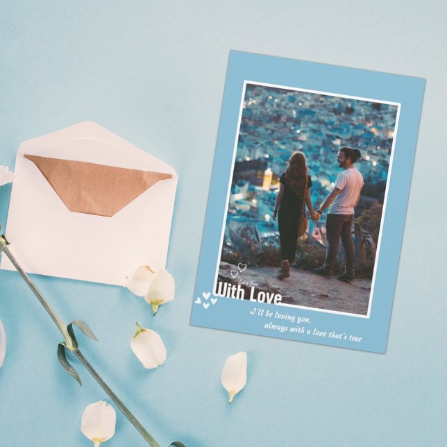 Modern blue love photo Holiday Cards (Creator Uploaded)