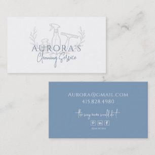 Modern Blue Maid & House Cleaning Service Business Card