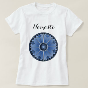 Modern Blue Mandala Namaste T-Shirt