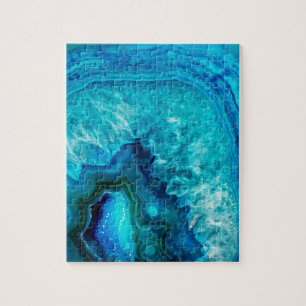 Modern Blue Marble Agate Jigsaw Puzzle