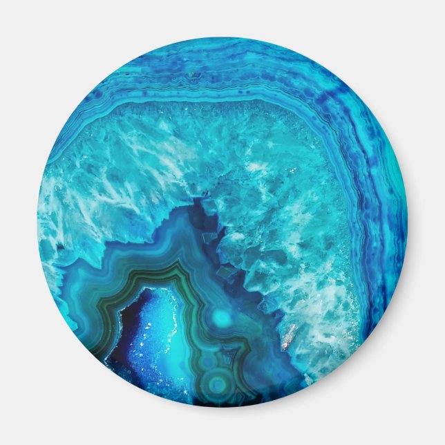 Modern Blue Marble Agate Magnet (Front)
