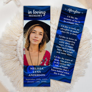 Modern Blue Marble Memorial Poem Funeral Bookmark