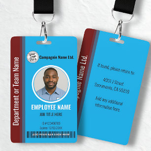 Modern Blue & Maroon Employee Professional ID Badge