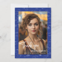 Modern Blue Math Script Photo Graduation 