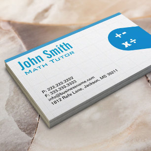 Modern Blue Math Tutor Business Card