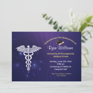 Modern Blue Medical University Graduation Party Invitation