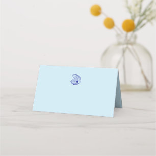Modern Blue Mediterranean Shell Wedding Place Card