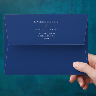 Modern Blue Mediterranean Tile Pattern Wedding Envelope