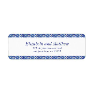Modern Blue Mediterranean Wedding Return Address