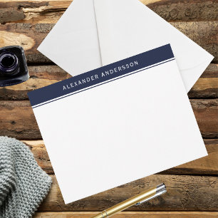 Modern Blue Men's Personalised Note Card