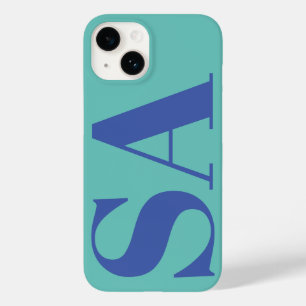 Modern blue minimal monogram Case-Mate iPhone 14 case