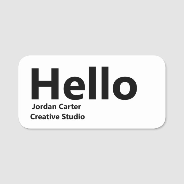 Modern Blue Minimal Stylish Professional Design Name Tag (Front)