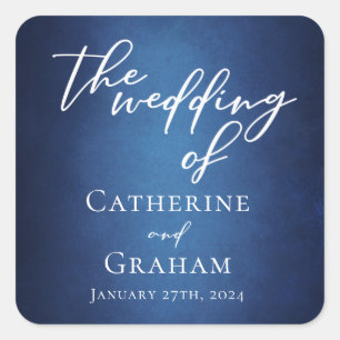 Modern Blue Minimalist Waterfront Evening Wedding Square Sticker