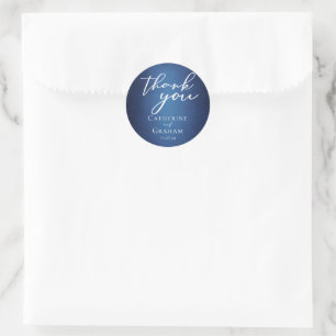 Modern Blue Minimalist Waterfront Wedding Favour Classic Round Sticker