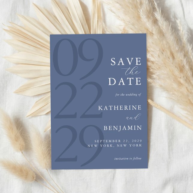 Modern Blue Minimalist Wedding Save The Date (Creator Uploaded)