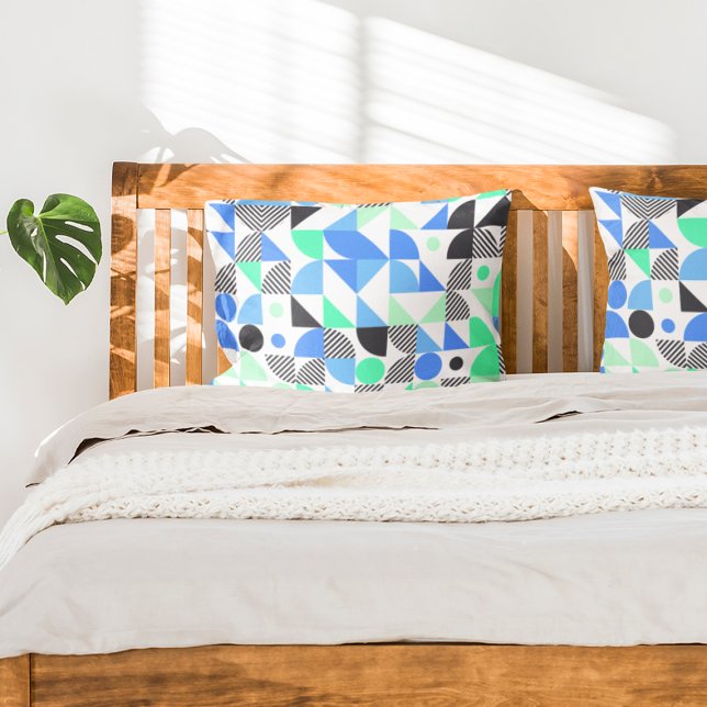 Modern Blue Mint Geometric Shapes Pillowcase (Creator Uploaded)