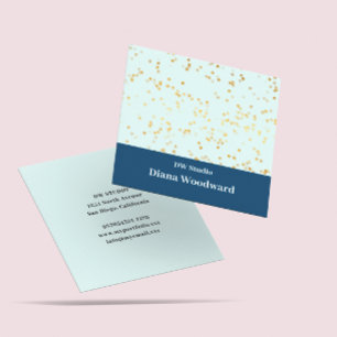 Modern Blue Mint Gold Sparkles  Business Card