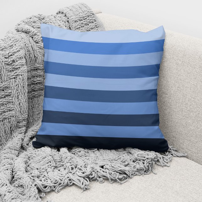 Modern Blue Monochrome Colour Block Striped Cushion (Creator Uploaded)
