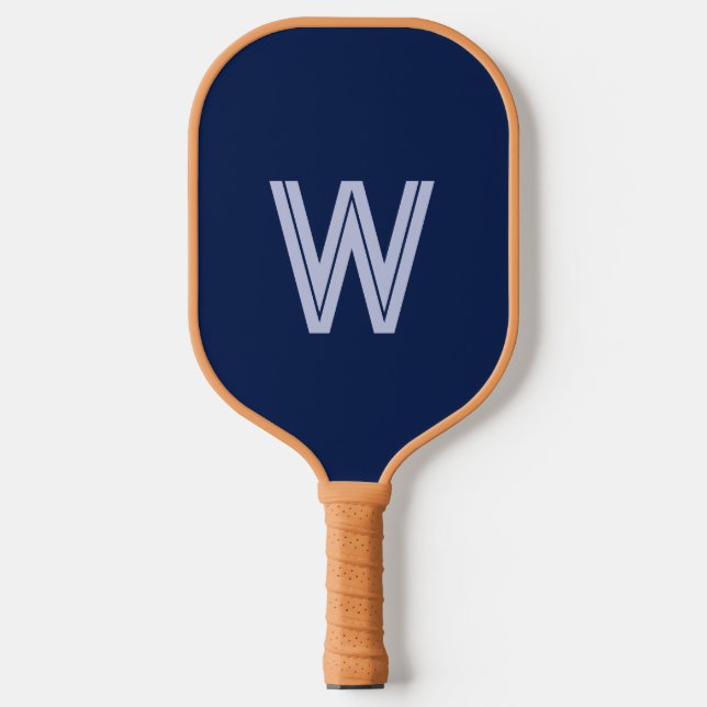 Modern blue monogram initial pickleball paddle (Front)