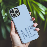 Modern Blue Monogram Initials Contemporary iPhone 16 Pro Max Case<br><div class="desc">Modern Blue Monogram Initials Contemporary Phone 16 Pro Max Cases features a your custom personalised monogram in modern script typography. Perfect for family and friends for birthdays,  Christmas,  holidays,  Mother's Day,  Father's Day and more. Designed by ©2024 Evco Holidays www.zazzle.com/store/evcoholidays</div>