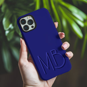 Modern Blue Monogram Initials Contemporary iPhone 16 Pro Max Case
