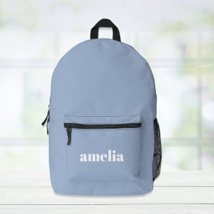 Modern Blue Monogram Name Printed Backpack