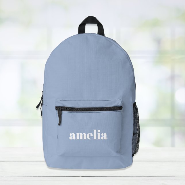 Modern Blue Monogram Name Printed Backpack (Creator Uploaded)