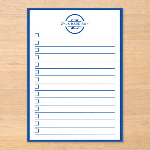 Modern Blue Monogram Name To Do List Acrylic Invitations