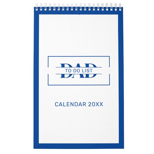 Modern Blue Monogram Name To Do Lists 11” x 7" Calendar (Cover)