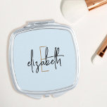Modern Blue Monogram Personalised Compact Mirror<br><div class="desc">Add a personal touch to your everyday look with this modern monogram compact mirror. Featuring your name in an elegant script font,  this compact mirror is the perfect accessory for any occasion. Keep your makeup looking fresh and your style on-point with this sleek monogram compact mirror.</div>
