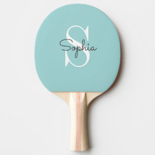 Modern Blue Monogram Personalised Name Ping Pong Paddle