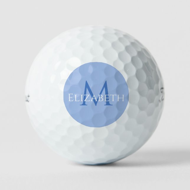 Modern Blue Monogram Personalized Elegant Golf Balls (Front)