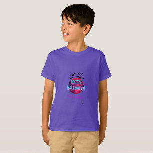 Modern Blue Moon Bat Spider Spooky Happy Halloween T-Shirt