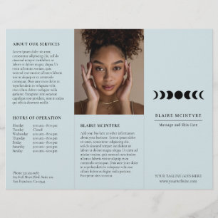 Modern Blue Moon Phases Elegant Tri-fold Brochure