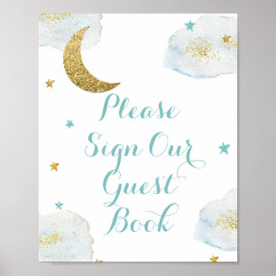 Modern Blue Moon Please Sign our Guest Book