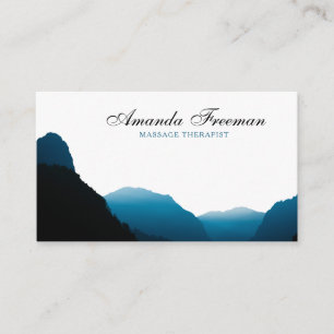 Modern Blue Mountains Silhouette Massage Therapy Business Card