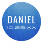 Modern Blue Name Date Mitzvah Birthday Favour