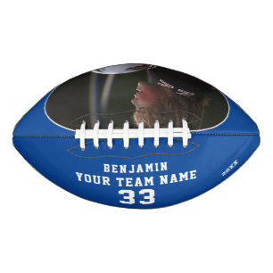 Modern Blue Name Number Team Photo American Football