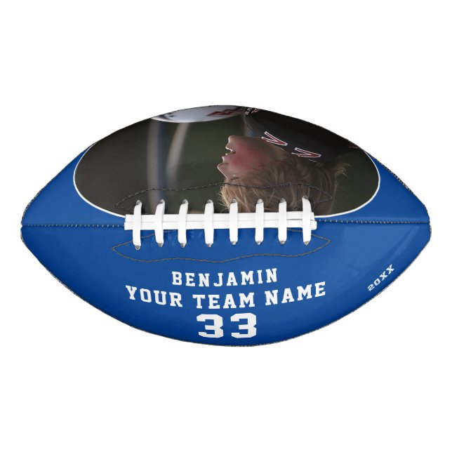 Modern Blue Name Number Team Photo American Football (Front)