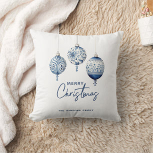 Modern Blue Nordic Style Ornaments Merry Christmas Cushion